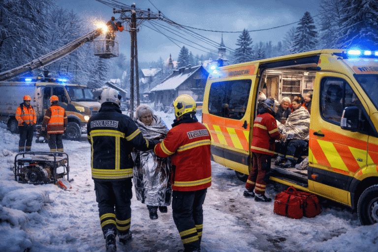 Öt vármegye húsz településén áramkimaradás volt, kihűlés közelébe került embereket kellett menteni az ország több pontján
