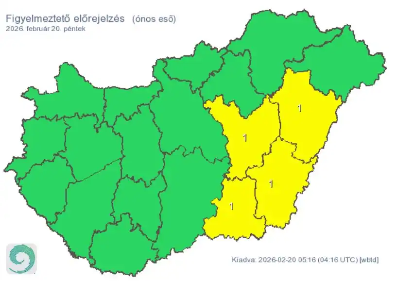 Veszélyes hófúvás és ónos eső várható az ország keleti részén.
